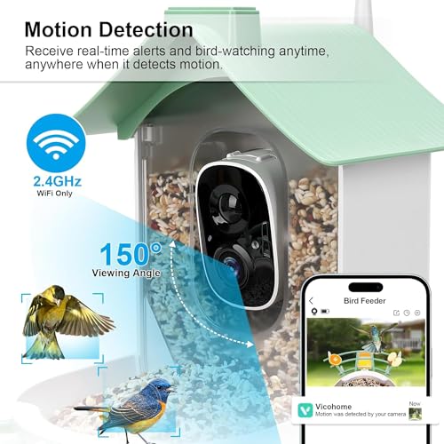 Bird Feeder with Camera, Smart Bird House with Cam,HD AI Identify Bird Species Watching Camera, Solar Powered, Auto Capture Bird Videos & Motion Detection, Gift for Bird Lover
