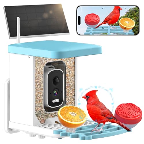 2024 Upgrade Bird Feeder with Camera, Smart AI Identify, 2K 4MP Bird Feeder Camera, Auto Capture When Motion Detected&APP Notify, Solar Powered, Built-in Microphone, Squirrel-Proof, Bird Lover Gift