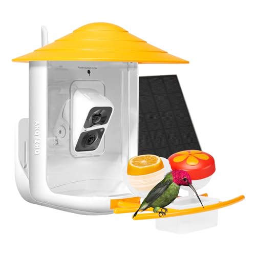AKQFZHQ Smart Bird Feeder with Camera - Auto Capture and Intelligent Recognition - bird buddy with Real-Time SMS Notifications - Two-Way Voice Calls -hummingbird feeders with camera for outdoors