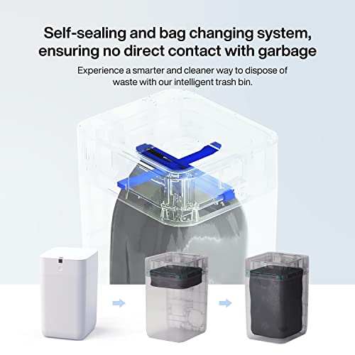 Airdeer Automatic Trash Can, 4 Gallon Self Sealing and Self-Changing Smart Trash Can, Motion Sensor, Touchless Garbage can with lid for Kitchen Bathroom Bedroom, 6 Refill Rings(A1, Black Line)