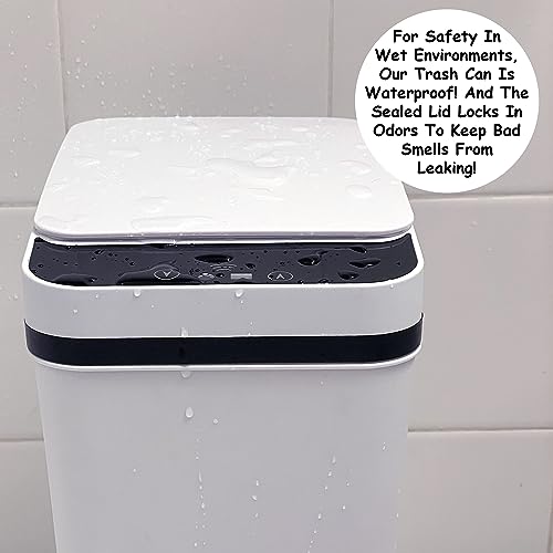 Homie 2 Pack, Automatic Trash Can 2.9 Gallon with Smart Touchless Motion Sensor and Anti - Bag Slip Lid, Use as Mini Garbage Basket, Slim Dust Bin, or Decor in Bathroom, Restroom, Kitchen