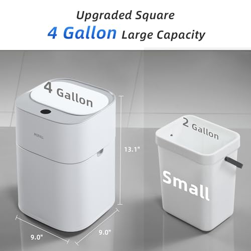 MOPALL Bathroom Trash Can Touchless, 4 Gallon Automatic Garbage Can with Lid, Waterproof Motion Sensor Trash Can, Smart Adsorption Trash Bin for Bathroom, Bedroom, Kitchen, Office