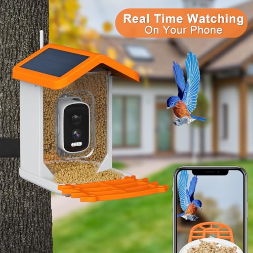 Oneware Wild Bird Feeder Camera, Smart Motion Activated Bird Camera with AI Auto Identify & Live Video Capture for Outdoor Bird Watching, Wireless Solar Powered Birdhouse Bird Box, Bird Lover Gifts