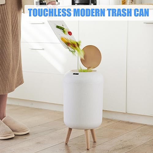 URALFA Automatic Motion Sensor Bathroom Trash Can with Lid, 3 Gallon / 11 L Touchless Trash Bin, Smart Plastic Garbage Can, Intelligent Trash Can for Bedroom, Bathroom, Kitchen, Office, White