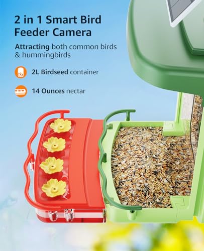 Bilantan BirdHi Ultra- Smart Bird Feeder with Camera Solar Powered, Lifetime Free AI Bird Feeder Camera 2.5K Motion Activated Wireless Outdoor, Hummingbird Feeder Camera for Close-Up Bird Watching