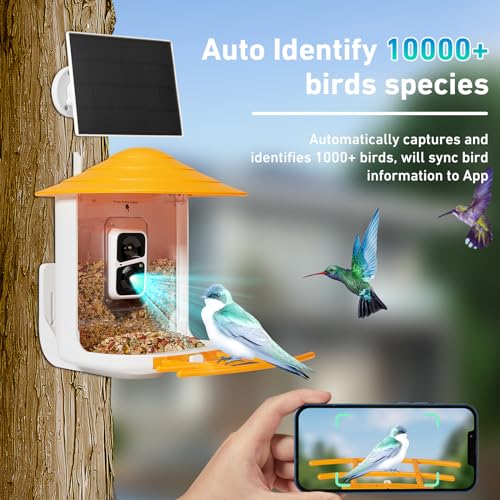 AKQFZHQ Smart Bird Feeder with Camera - Auto Capture and Intelligent Recognition - bird buddy with Real-Time SMS Notifications - Two-Way Voice Calls -hummingbird feeders with camera for outdoors