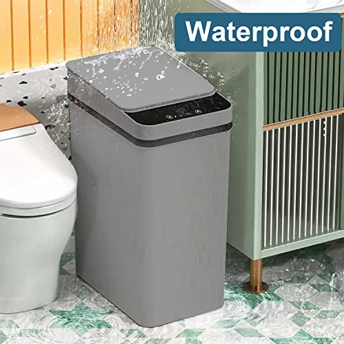 LALASTAR Smart Trash Can, Small Kitchen Trash Can with Lid, Slim Touchless Garbage Can, Narrow Motion Sensor Trashcan, Automatic Plastic Trash Bin for Bathroom, Bedroom, Kitchen, Grey, 2.5 Gallon