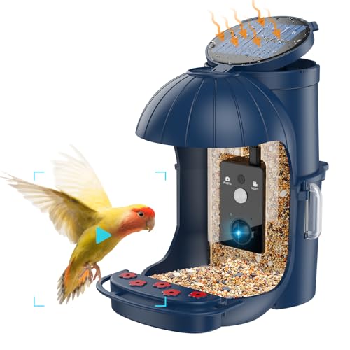 Cozion Smart Bird Feeder Camera with Solar Panel, Latest Bird Feeder with Camera, Rainproof Wild Bird Feeders for Outdoors, 1080P HD Hummingbird Feeder, Night Vision Bird Feeder with 32G TF Card