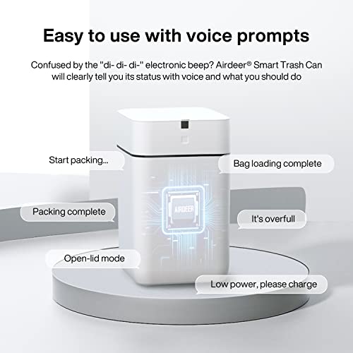 Airdeer Automatic Trash Can, 4 Gallon Self Sealing and Self-Changing Smart Trash Can, Motion Sensor, Touchless Garbage can with lid for Kitchen Bathroom Bedroom, 6 Refill Rings(A1, Black Line)