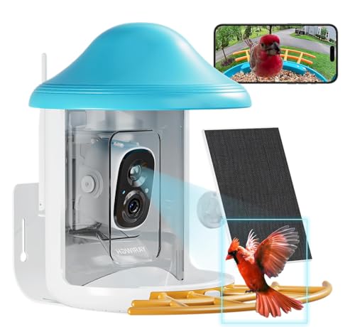 Howiray Smart Bird Feeder with Camera, Wild Bird Watching Camera with AI Identify-Auto Capture Bird Videos & Motion Detection | Bird Feeder Camera with Solar Power-Gift for Bird Lover Watching Birds