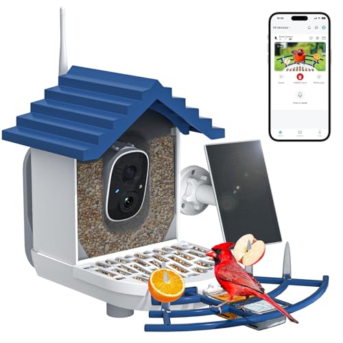 NAVFS Bird Feeder with Camera, AI Identify Bird Breed, Smart Bird Feeder with Camera, Auto Capture & Instant Notifications, 1080P HD Bird Feeder Camera with Solar Panel, Ideal Gift for Bird Lover