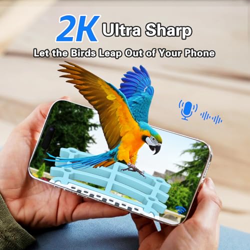 2024 Upgrade Bird Feeder with Camera, Smart AI Identify, 2K 4MP Bird Feeder Camera, Auto Capture When Motion Detected&APP Notify, Solar Powered, Built-in Microphone, Squirrel-Proof, Bird Lover Gift