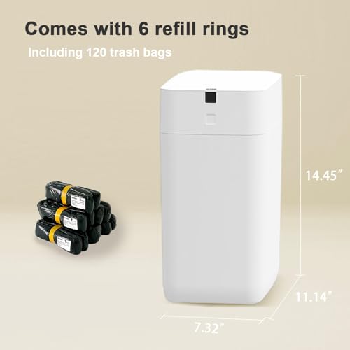 Airdeer Automatic Trash Can, 3 Gallon Self Sealing and Self-Changing Smart Trash Can, Motion Sensor, Touchless Garbage can with lid for Kitchen Bathroom Bedroom Office, 6 Refill Rings(C3, White)