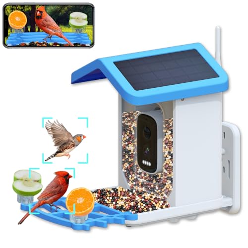 Smart Bird Feeder with Camera,𝗖𝗶𝗞𝗶𝗞𝗪𝗫𝗢 Solar Bird Feeder Outdoor Wireless,AI Identify Bird Breed,Solar Powered WiFi 2.5K Live Camera,Remote Monitoring,Motion Detection,SD Card & Cloud Storage