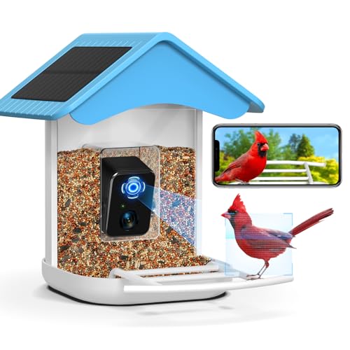 BROAIMX Smart Bird Feeder Camera, Free AI Forever, 1080P HD Camera Auto Capture Bird Videos & 2 Pcs Solar Panel, App Notify When Birds Detected, 32G High-Speed TF Card
