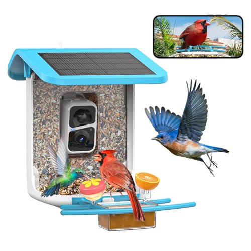 SMONET Bird Feeder with Camera B300: Smart Birdhouse Camera AI Recognition Solar Powered,Outdoor Wireless Wifi Birdfeeder Watching Live Video,Funny Birthday Gifts for Mom Mother Grandma Daughter