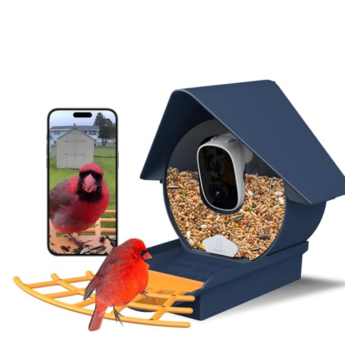 Birdkiss Smart Solar Feeder Camera: AI Identify WiFi Camera with Auto Bird Video Capture & Instant Notifications, Ideal Bird Lover Present