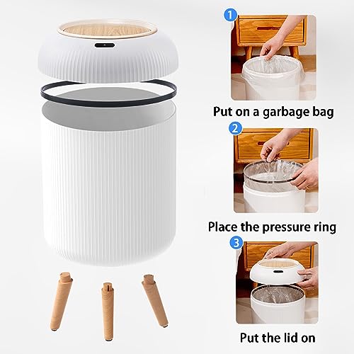 URALFA Automatic Motion Sensor Bathroom Trash Can with Lid, 3 Gallon / 11 L Touchless Trash Bin, Smart Plastic Garbage Can, Intelligent Trash Can for Bedroom, Bathroom, Kitchen, Office, White