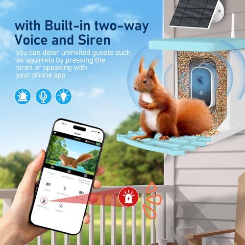 JEAPKA Smart Bird Feeder with Camera Solar Powered AI Identify Bird Species Bird Feeder Camera, 64G TF Card HD Auto Capture Bird & Motion Detection Bird House Bird Watching Feeder for Bird Lover