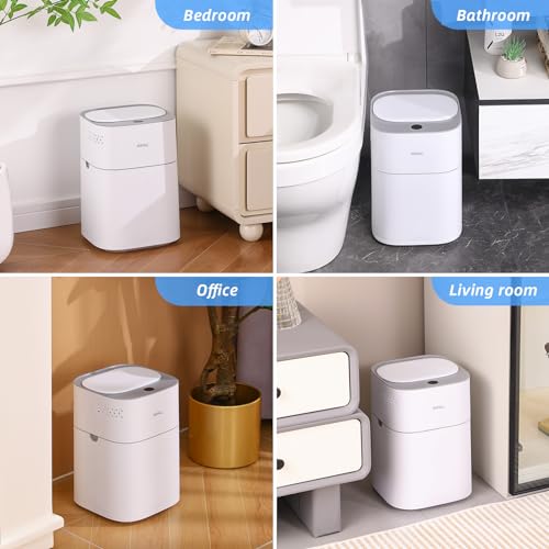 MOPALL Bathroom Trash Can Touchless, 4 Gallon Automatic Garbage Can with Lid, Waterproof Motion Sensor Trash Can, Smart Adsorption Trash Bin for Bathroom, Bedroom, Kitchen, Office