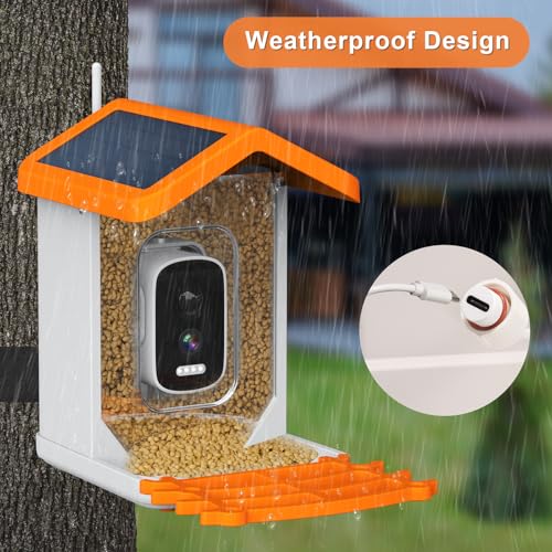Oneware Wild Bird Feeder Camera, Smart Motion Activated Bird Camera with AI Auto Identify & Live Video Capture for Outdoor Bird Watching, Wireless Solar Powered Birdhouse Bird Box, Bird Lover Gifts