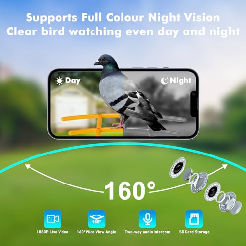 AKQFZHQ Smart Bird Feeder with Camera - Auto Capture and Intelligent Recognition - bird buddy with Real-Time SMS Notifications - Two-Way Voice Calls -hummingbird feeders with camera for outdoors