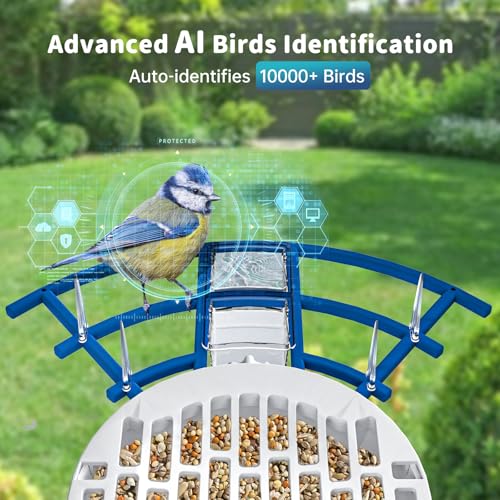 NAVFS Bird Feeder with Camera, AI Identify Bird Breed, Smart Bird Feeder with Camera, Auto Capture & Instant Notifications, 1080P HD Bird Feeder Camera with Solar Panel, Ideal Gift for Bird Lover