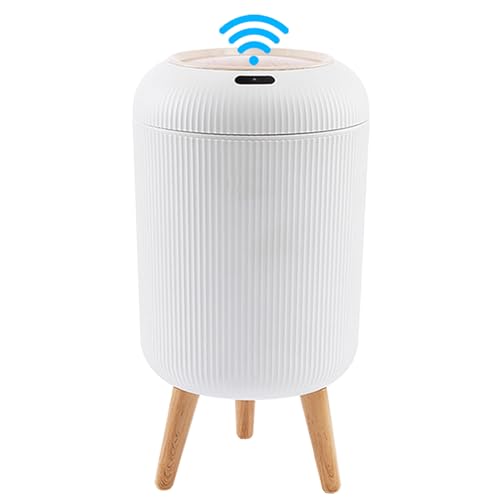 URALFA Automatic Motion Sensor Bathroom Trash Can with Lid, 3 Gallon / 11 L Touchless Trash Bin, Smart Plastic Garbage Can, Intelligent Trash Can for Bedroom, Bathroom, Kitchen, Office, White