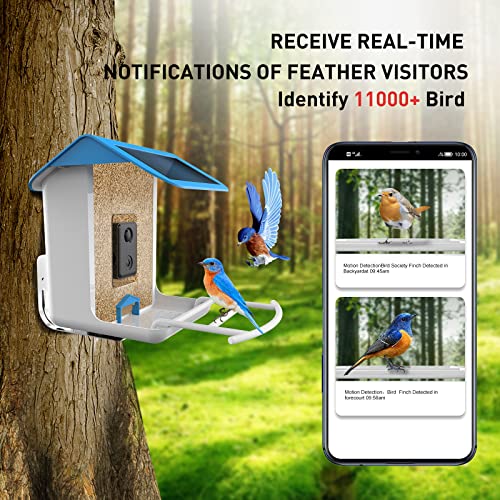 HZG Smart Bird Feeder with Camera, 2.4GHz WiFi &1080P HD Camera Auto Capture Bird Videos & Solar Panel, Free AI Forever, App Notify When Birds Detected, Bird House with Camera Gifts for Bird Lover