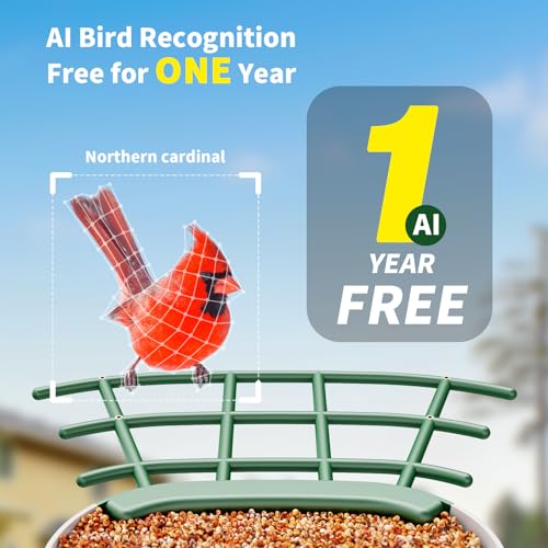 SEHMUA Bird Feeder with Camera, HD Bird Watching Camera with 1 Year Trial AI Identify, 4 DIY Add-ons, Bird House with Solar Panel for Outdoor, Auto Record Bird Videos, Suitable Option for Bird Lovers