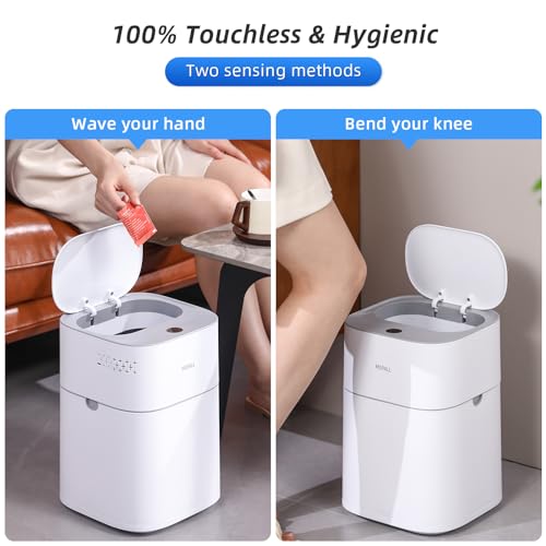 MOPALL Bathroom Trash Can Touchless, 4 Gallon Automatic Garbage Can with Lid, Waterproof Motion Sensor Trash Can, Smart Adsorption Trash Bin for Bathroom, Bedroom, Kitchen, Office