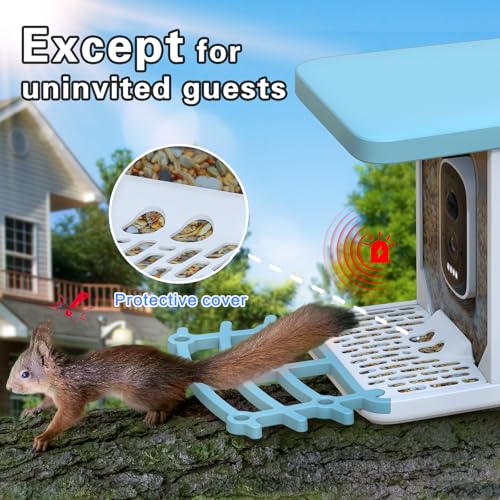 2024 Upgrade Bird Feeder with Camera, Smart AI Identify, 2K 4MP Bird Feeder Camera, Auto Capture When Motion Detected&APP Notify, Solar Powered, Built-in Microphone, Squirrel-Proof, Bird Lover Gift