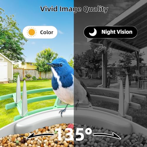 DEBARK Bird Feeder with Camera, AI Recognition 1080P Wireless Outdoor Bird House Camera Solar Powered, Color Night Vision Waterproof WIFI Bird Watching Camera with Motion Detection for Bird Lovers