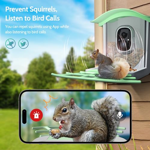 GAGEUR Bird Feeder with Camera, Smart Bird Feeder Camera with Solar Panel, AI Identify Bird Species Auto Capture Bird Videos & Instant Notifications, Ideal Gift for Bird Lover