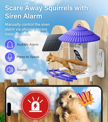 HIXX Smart Bird Feeder with Camera, Auto Capture Bird Videos & Bird Arrival Alerts, Bird Feeder Camera for Outside with AI Identify 10000+ Bird Species, with 32GB TF Card, Ideal for Family&Bird Lovers