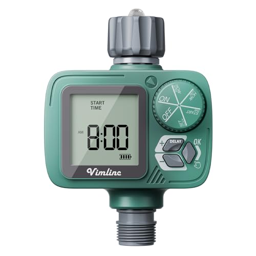 Sprinkler Timer, Vimlinc Programmable Water Timer for Garden Hose with Rain Delay, Manual, Automatic Watering System, Hose Timer for Lawns Pool, Waterproof Digital Irrigation Timer System, 1 Outlet