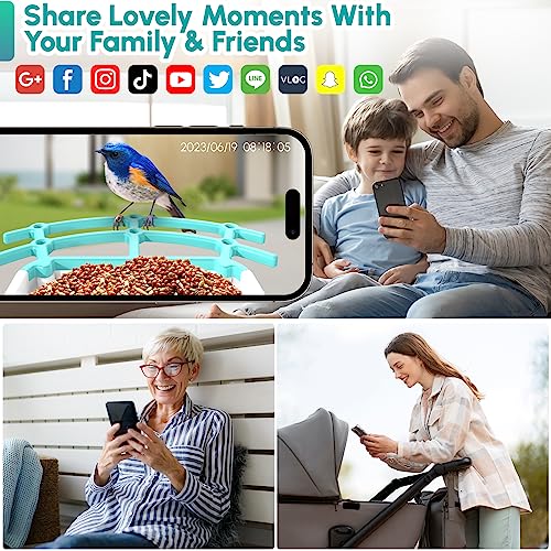 AUXCO Bird Feeder with Camera, Newest Solar Smart Bird Feeder Camera Wireless Outdoor, AI Identify 11000+ Bird Species, 1080P HD Real Time Auto Capture Bird Videos & Notify Video Bird Feeders Camera