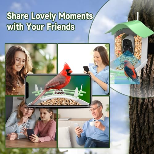 Smart Bird Feeder with Camera, AI Identify Bird Breed,Auto Capture Backyard Garden Bird Watching,Motion Detection, Solar-Powered WiFi 1080P Live Camera for Birds lover