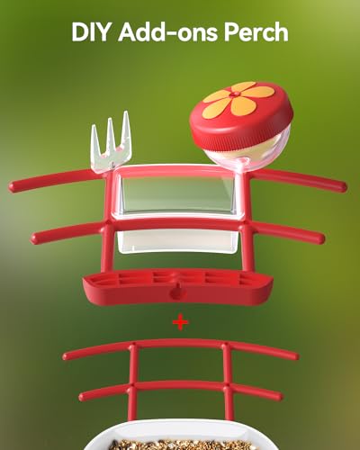 WUIPET Bird Feeder with Camera, Smart Bird Feeder Camera with AI Identify Bird Species, Auto Capture Bird Videos & Instant Notifications, Live View, Solar Panel, Ideal Gift for Bird Lover, Red