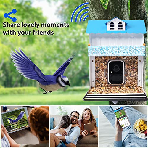 AMOEJOV hummingbird feeder camera,Smart bird Feeder with camera Auto Capture Birds and Notify,1080P HD Full Color Camera,Free 32G SD Card, Ideal Gift for bird lovers