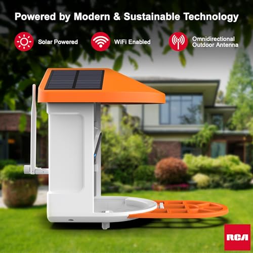 RCA Smart Bird Feeder with HD Camera – AI Bird Recognition Technology, Infrared Night Vision, Solar Powered, Two-Way Audio, Waterproof/Dustproof, WiFi-Enabled, Cloud Storage, App-Control