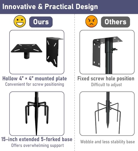 Ansionsol 90 Inch Smart Bird Feeder Pole with 5-Prong Base, Adjustable Bird House Pole Mount Kit for Outdoors, Heavy Duty Bird Feeder Stand for Wild Birds Watching, Black