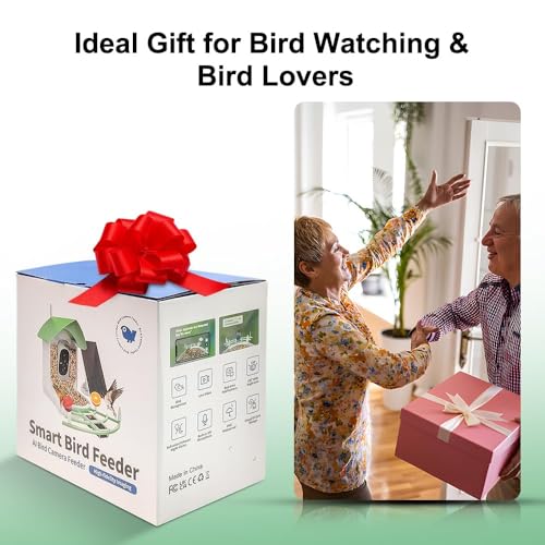 DEBARK Bird Feeder with Camera, AI Recognition 1080P Wireless Outdoor Bird House Camera Solar Powered, Color Night Vision Waterproof WIFI Bird Watching Camera with Motion Detection for Bird Lovers