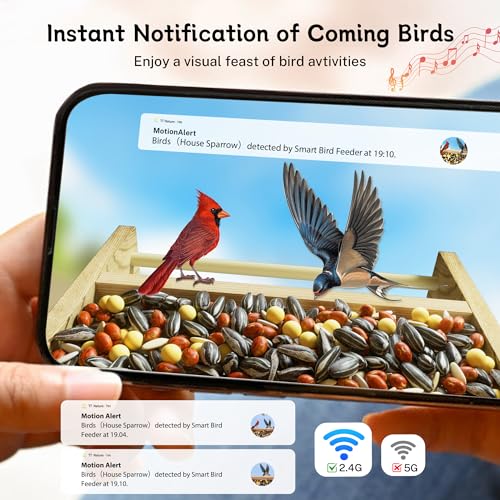 TT Nature Bird Feeder with Camera, Upgraded Smart Bird Feeder with Solar Powered, AI Identify for 10000 Plus Bird Species, Auto Capture Bird & Real-time Notifications, Ideal Gift for Bird Lovers