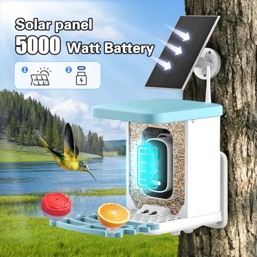 2024 Upgrade Bird Feeder with Camera, Smart AI Identify, 2K 4MP Bird Feeder Camera, Auto Capture When Motion Detected&APP Notify, Solar Powered, Built-in Microphone, Squirrel-Proof, Bird Lover Gift