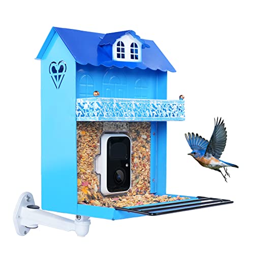 Bird Feeder with Camera,Smart Bird Feeder Camera Auto Capture Birds and Notify,IP65 Rainproof 1080P HD Full Color Night Vision Bird House Camera,Free 32G SD Card, Ideal Gift for bird lovers