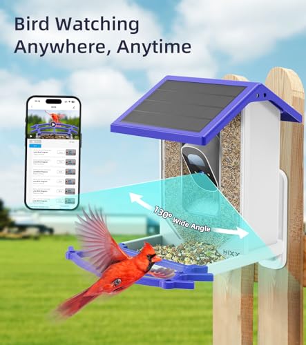 Smart Bird Feeder with Camera, HIXX® Bird Camera Feeder with AI Auto Capture & Identify 10000+ Bird Species, Free 64GB TF Card and 4MP HD, Bird Feeder Camera Ideal Gift for Bird Lovers