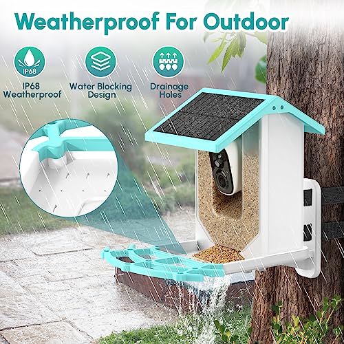 AUXCO Bird Feeder with Camera, Newest Solar Smart Bird Feeder Camera Wireless Outdoor, AI Identify 11000+ Bird Species, 1080P HD Real Time Auto Capture Bird Videos & Notify Video Bird Feeders Camera