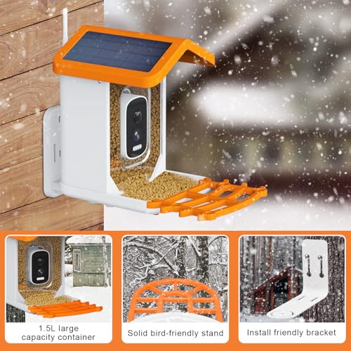 Oneware Wild Bird Feeder Camera, Smart Motion Activated Bird Camera with AI Auto Identify & Live Video Capture for Outdoor Bird Watching, Wireless Solar Powered Birdhouse Bird Box, Bird Lover Gifts