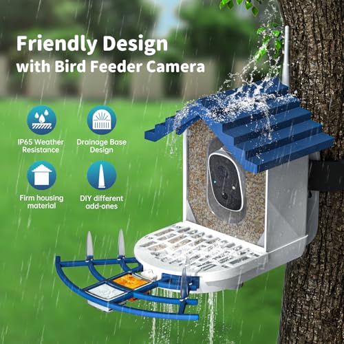 NAVFS Bird Feeder with Camera, AI Identify Bird Breed, Smart Bird Feeder with Camera, Auto Capture & Instant Notifications, 1080P HD Bird Feeder Camera with Solar Panel, Ideal Gift for Bird Lover